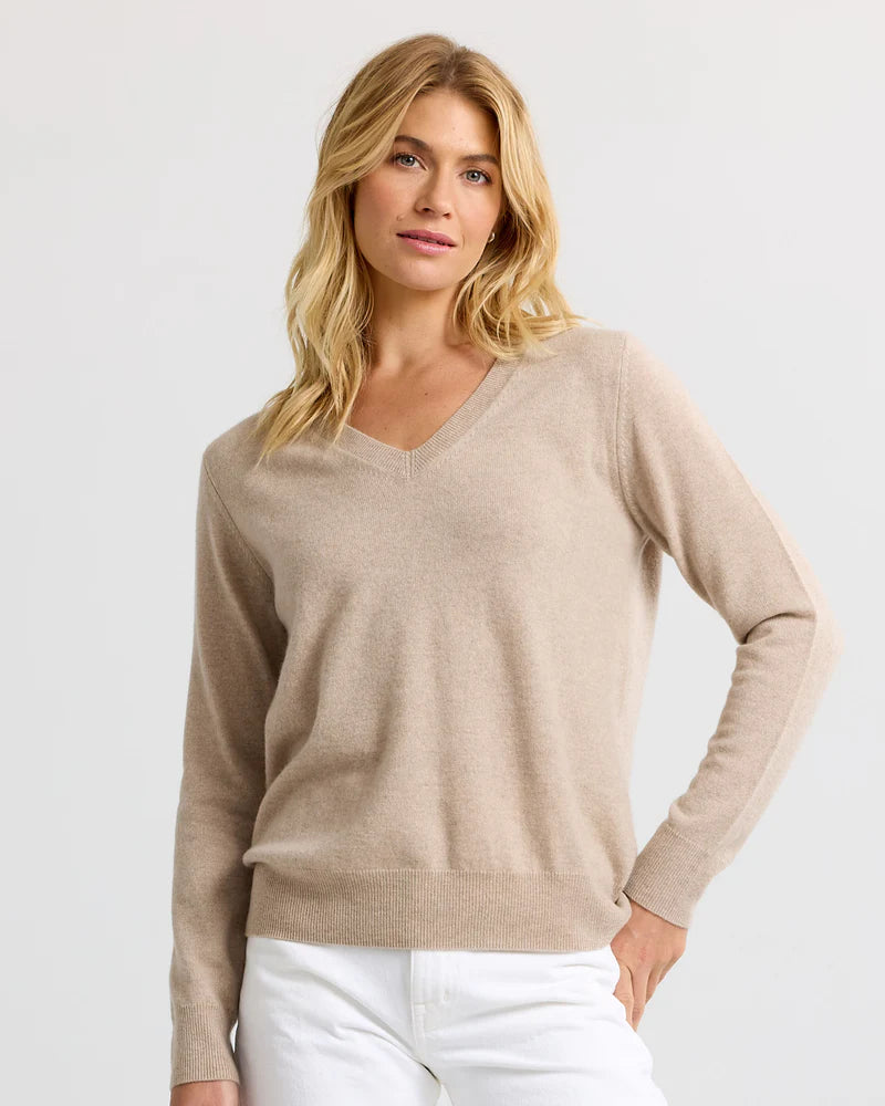 Essential 100% Cashmere V-Neck Sweater — Timeless Luxury with Custom Fit & Embroidery