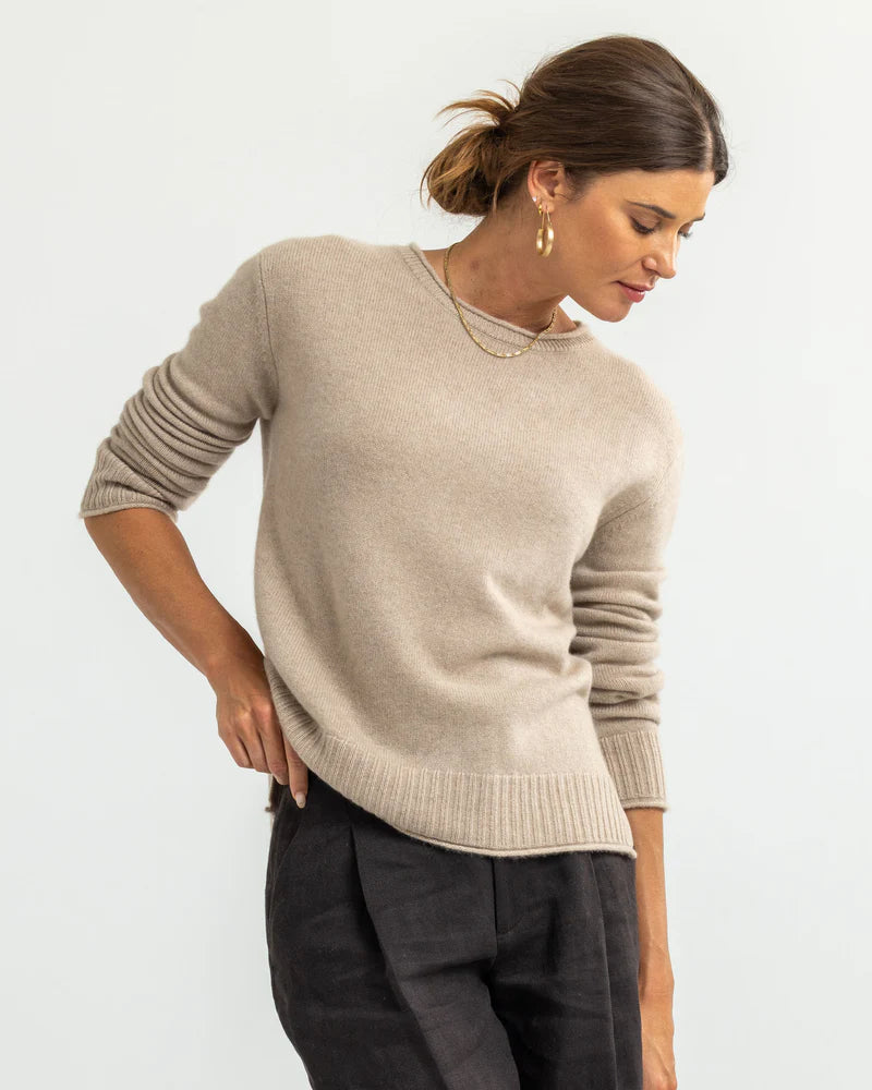 Essential 100% Cashmere Crew Sweater — Everyday Luxury with Custom Fit & Embroidery