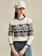 Women's Nordic Reindeer 100% Pure Cashmere Knit Sweater
