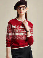 Women's Nordic Reindeer 100% Pure Cashmere Knit Sweater