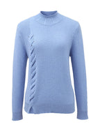Women's Ribbed Cable Knit 100% Pure Cashmere Sweater - Custom Fit & Embroidery