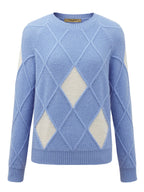 100% Cashmere Women's Sweater — Argyle Intarsia Pattern