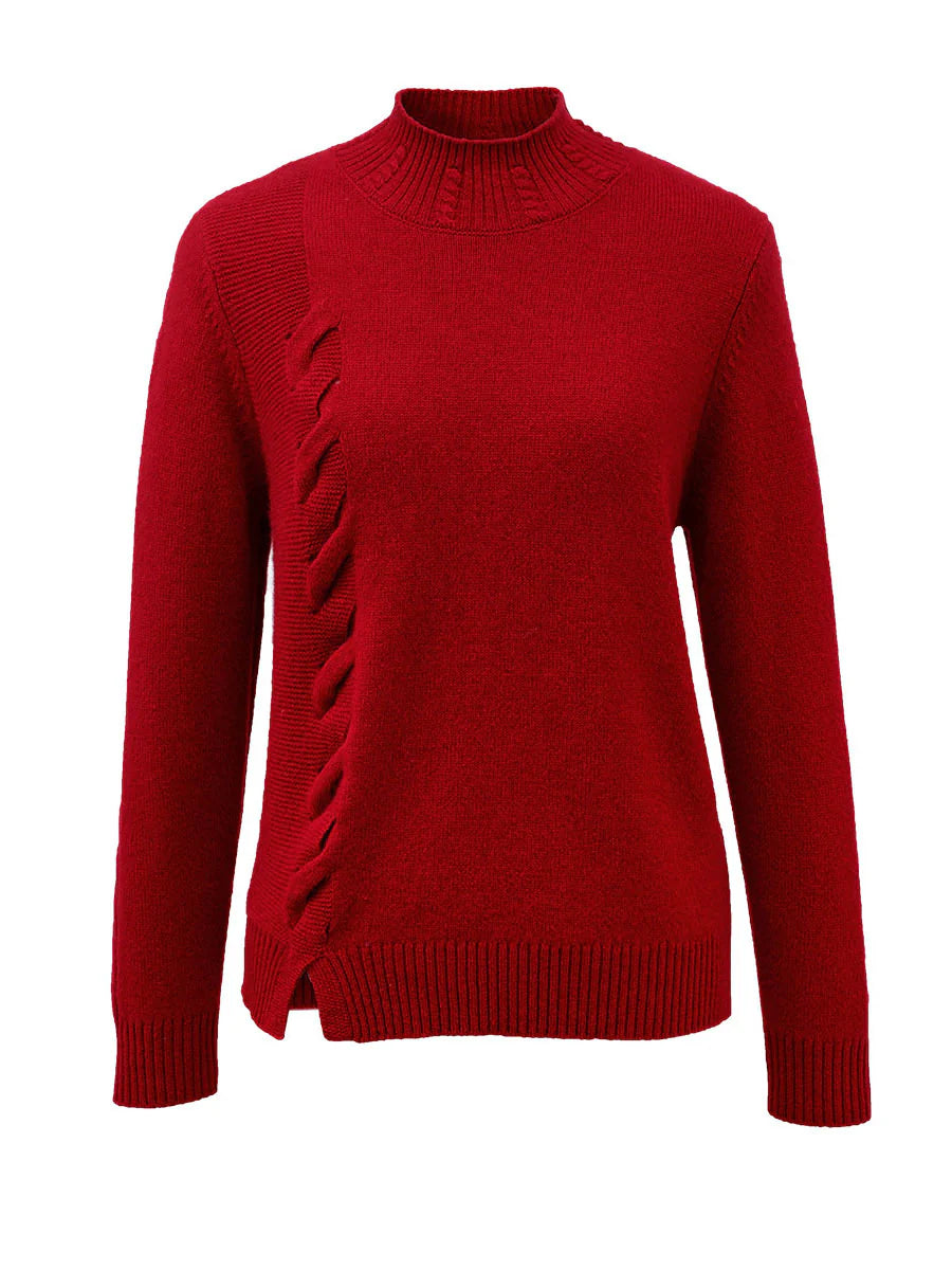 Women's Ribbed Cable Knit 100% Pure Cashmere Sweater - Custom Fit & Embroidery