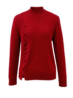 Women's Ribbed Cable Knit 100% Pure Cashmere Sweater - Custom Fit & Embroidery