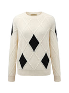 100% Cashmere Women's Sweater — Argyle Intarsia Pattern