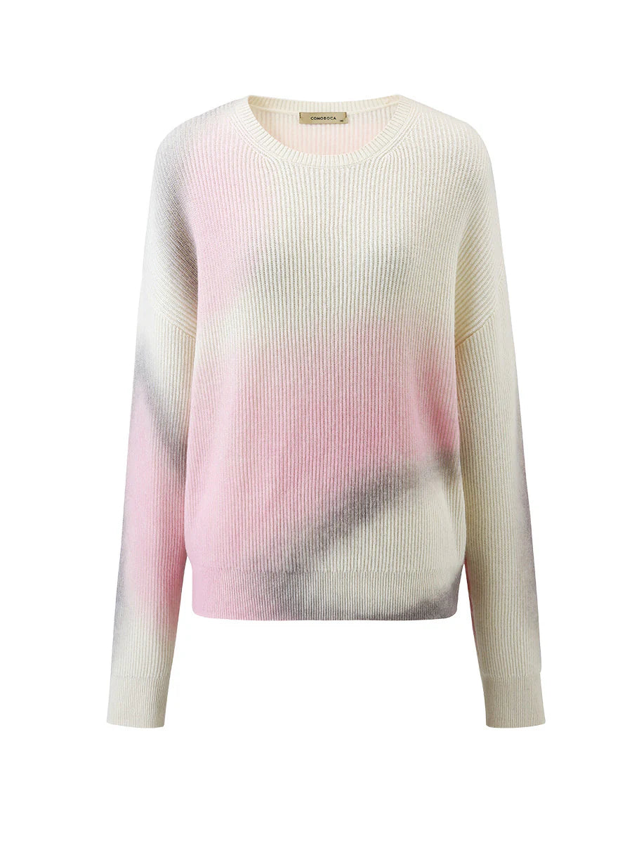 100% Cashmere Women's Gradient Knit Sweater — Soft, Cozy & Modern Design