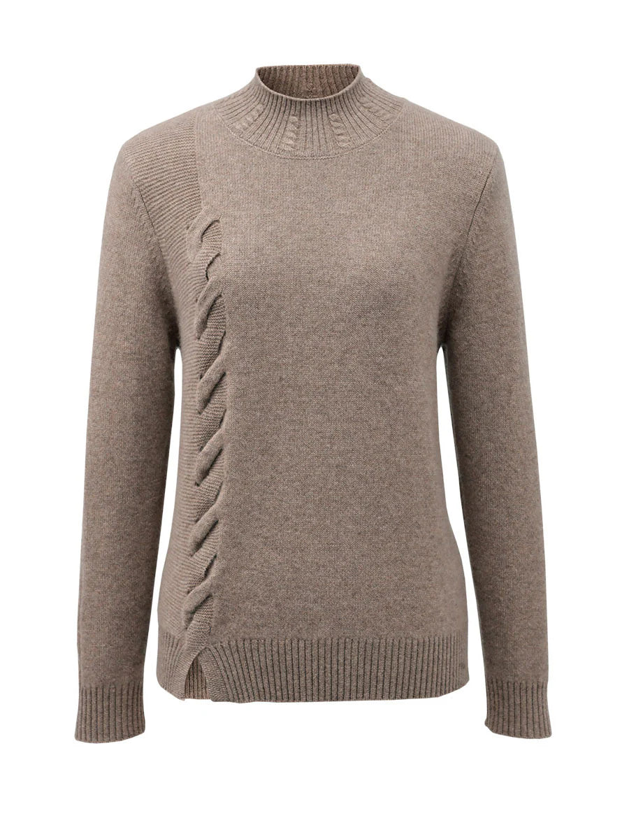 Women's Ribbed Cable Knit 100% Pure Cashmere Sweater - Custom Fit & Embroidery