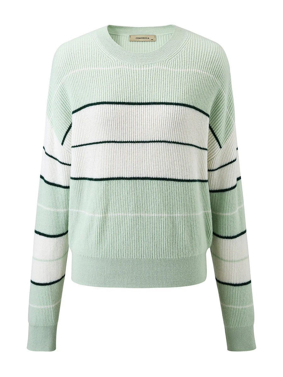 100% Cashmere Women's Striped Crewneck Sweater — Casual, Cozy & Customizable