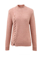 Women's Ribbed Cable Knit 100% Pure Cashmere Sweater - Custom Fit & Embroidery