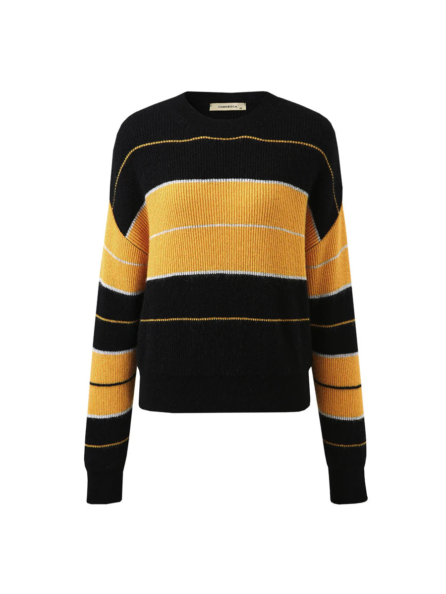 100% Cashmere Women's Striped Crewneck Sweater — Casual, Cozy & Customizable