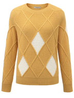 100% Cashmere Women's Sweater — Argyle Intarsia Pattern