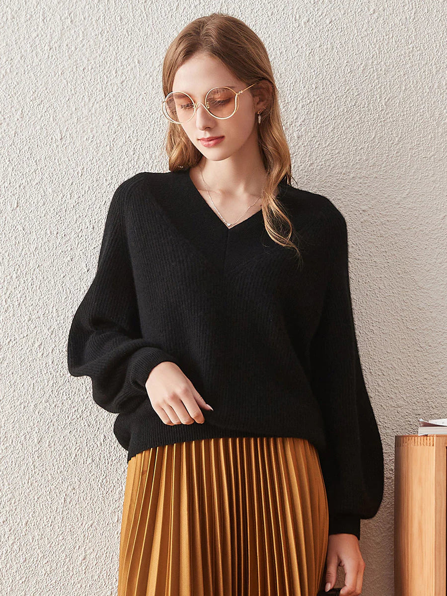 100% Cashmere Women's Rainbow Striped Sweater — Soft & Vibrant Crewneck Style