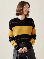 100% Cashmere Women's Striped Crewneck Sweater — Casual, Cozy & Customizable