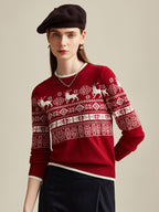 Women's Nordic Reindeer 100% Pure Cashmere Knit Sweater