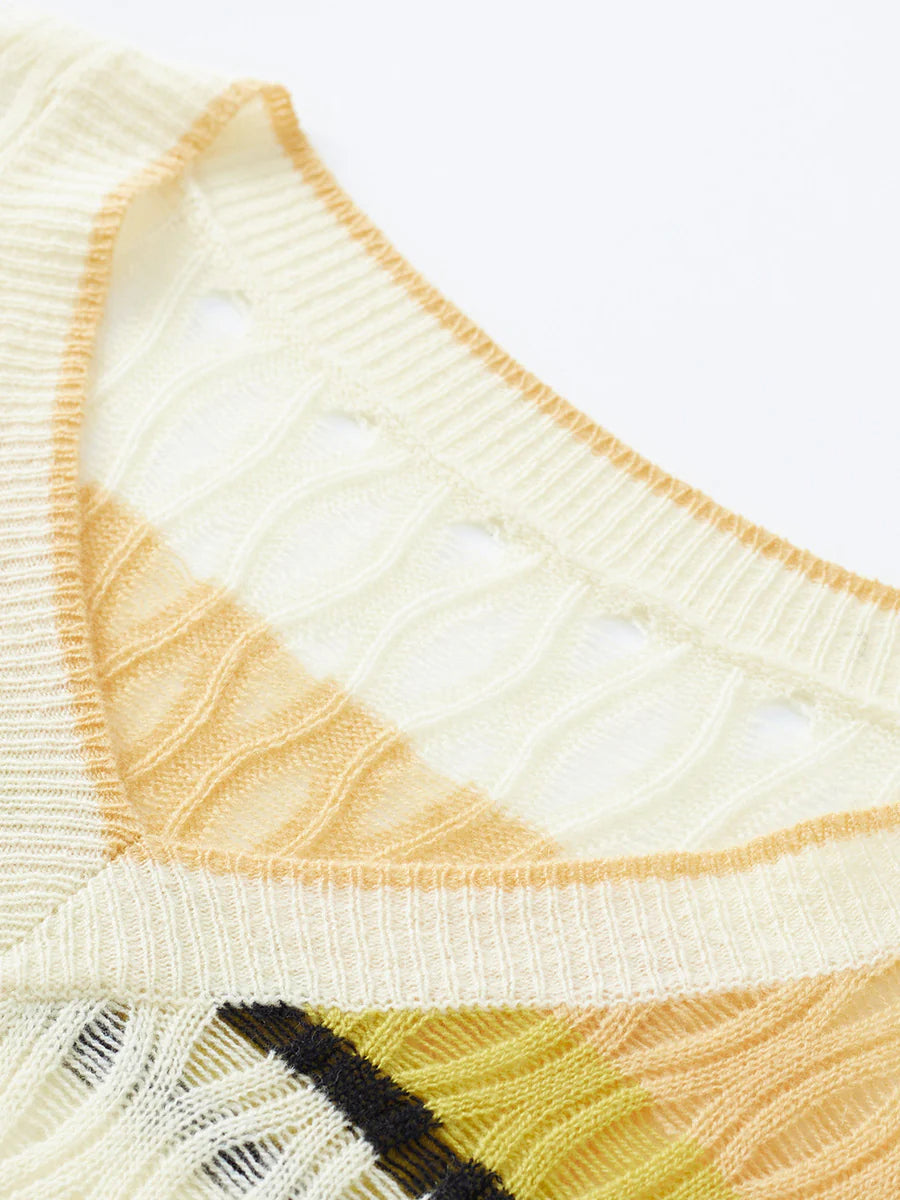 Women's Striped V-Neck 100% Pure Cashmere Sweater - Custom Fit & Embroidery