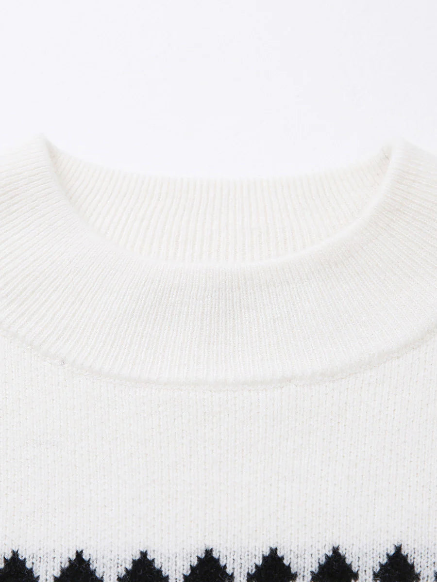 100% Cashmere Kids' Mock Neck Jacquard Sweater