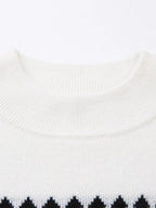 100% Cashmere Kids' Mock Neck Jacquard Sweater