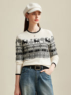Women's Nordic Reindeer 100% Pure Cashmere Knit Sweater