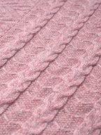 100% Cashmere Women's Cozy Pink Knit Sweater — Elegant Cable Knit & Relaxed Fit