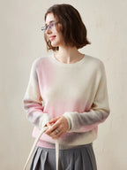 100% Cashmere Women's Gradient Knit Sweater — Soft, Cozy & Modern Design