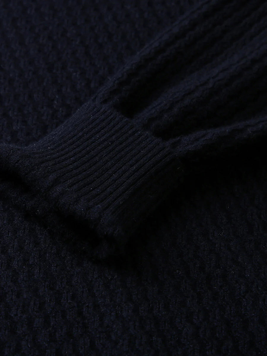 100% Cashmere Women's Mock Neck Sweater — Modern V-Pattern & Relaxed Fit