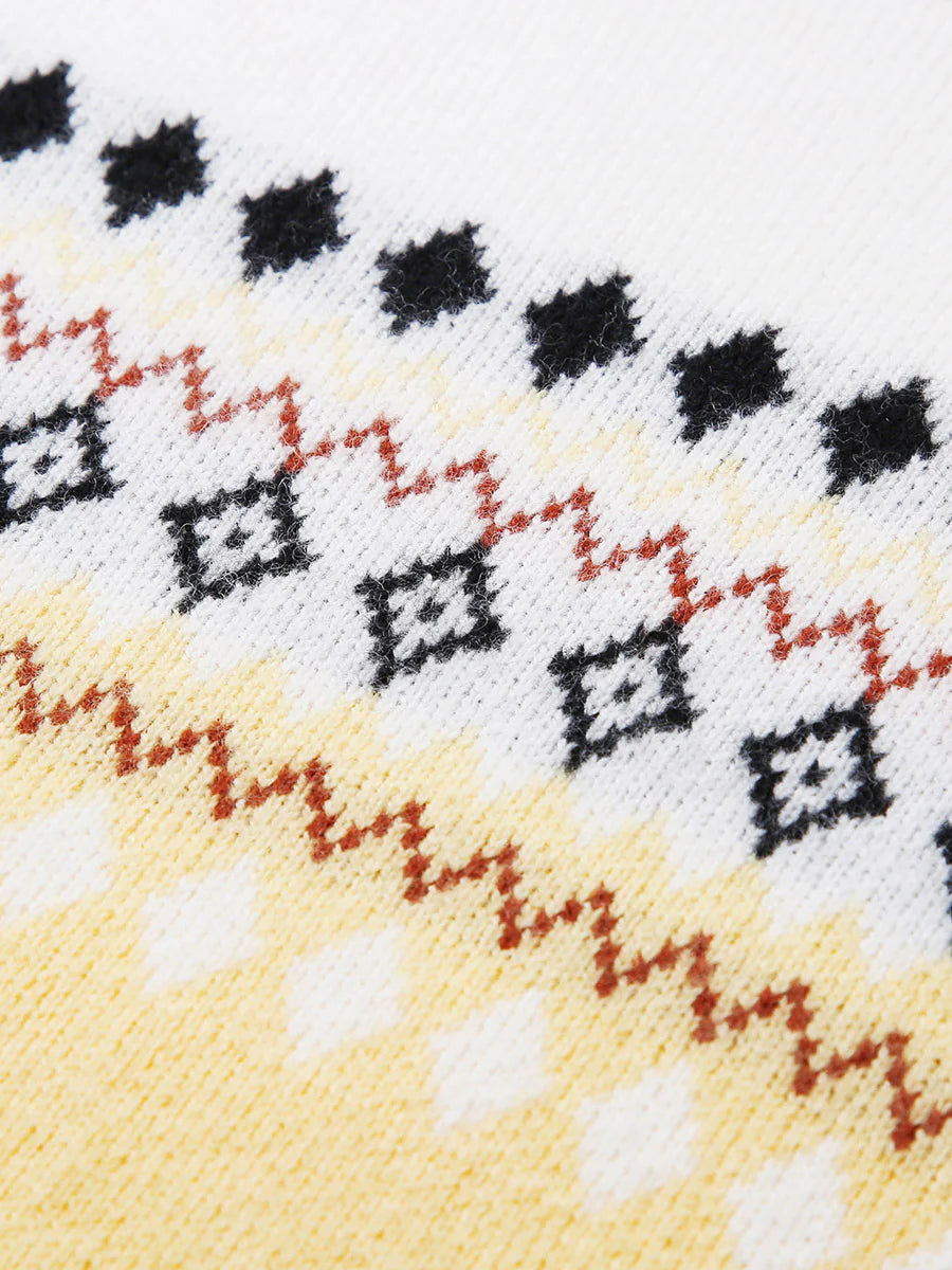 100% Cashmere Kids' Mock Neck Jacquard Sweater