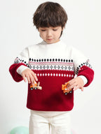 100% Cashmere Kids' Mock Neck Jacquard Sweater