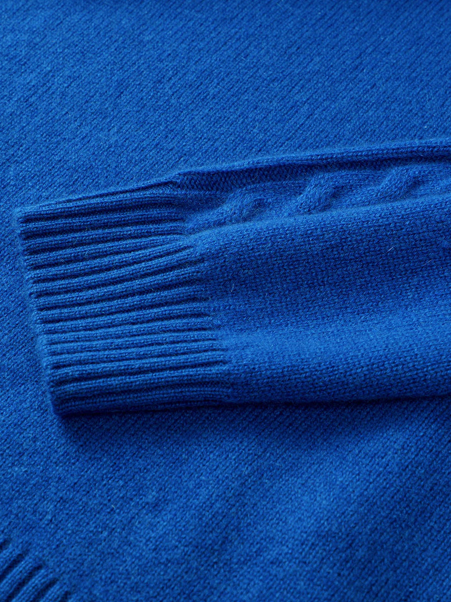 Women's Ribbed Cable Knit 100% Pure Cashmere Sweater - Custom Fit & Embroidery