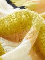 Women's Striped V-Neck 100% Pure Cashmere Sweater - Custom Fit & Embroidery