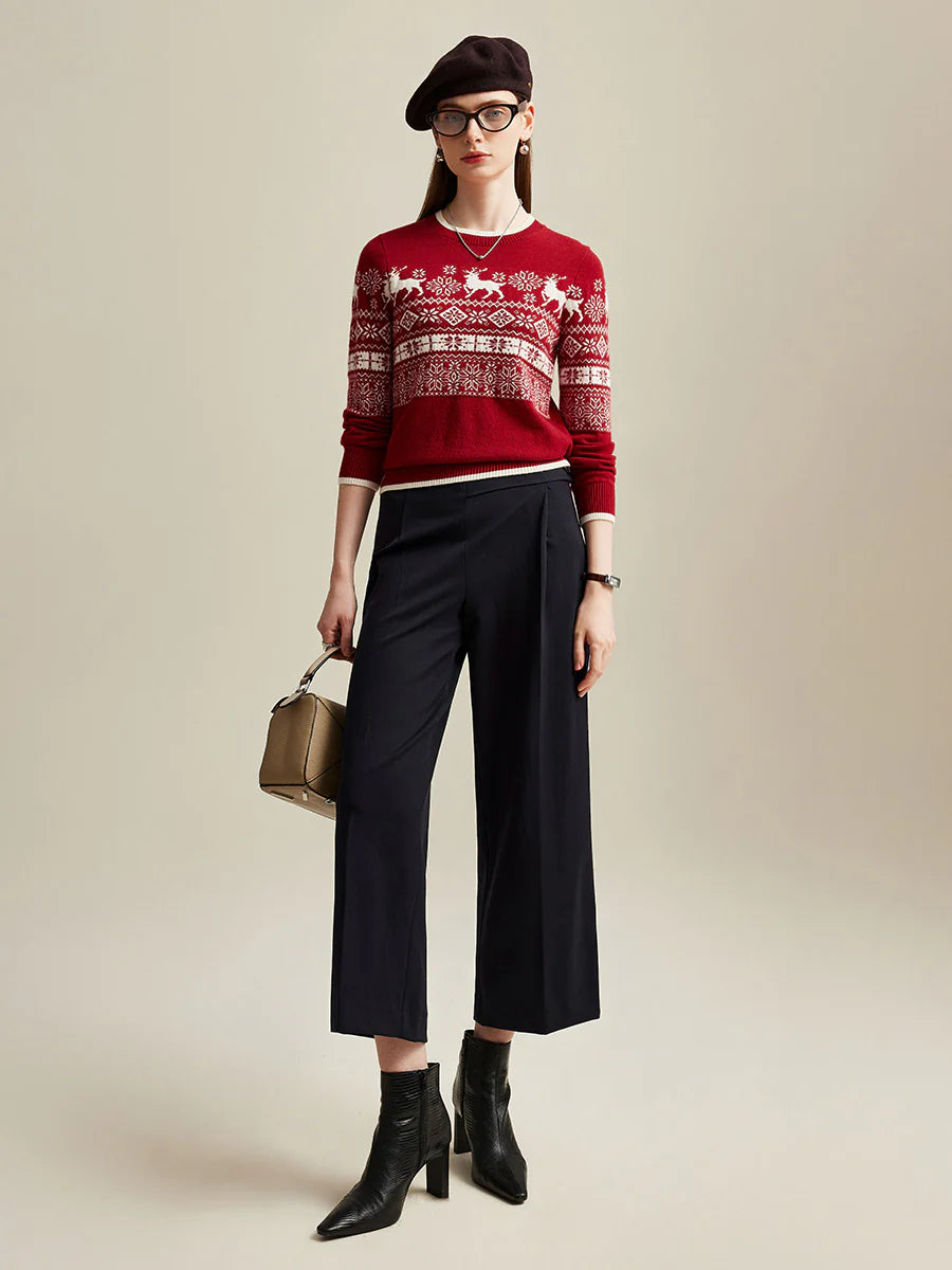 Women's Nordic Reindeer 100% Pure Cashmere Knit Sweater