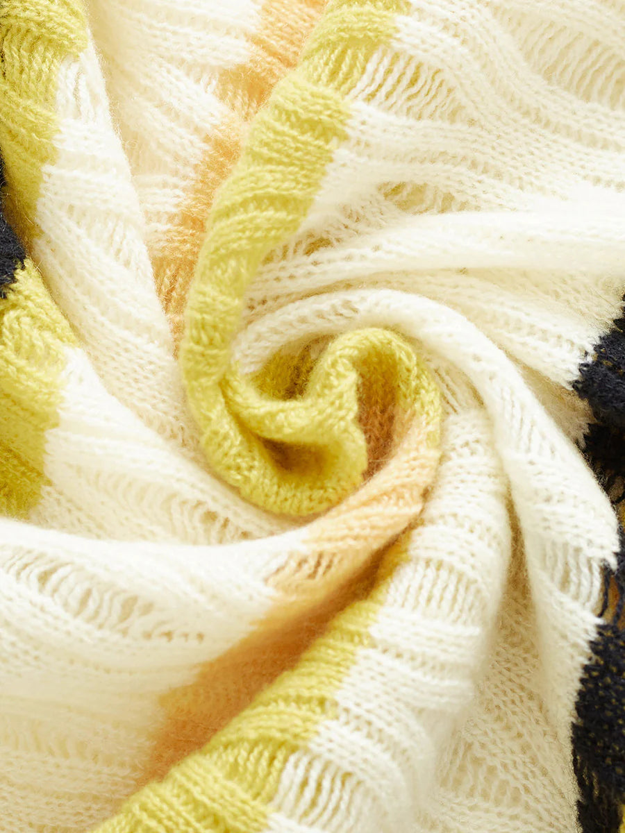 Women's Striped V-Neck 100% Pure Cashmere Sweater - Custom Fit & Embroidery