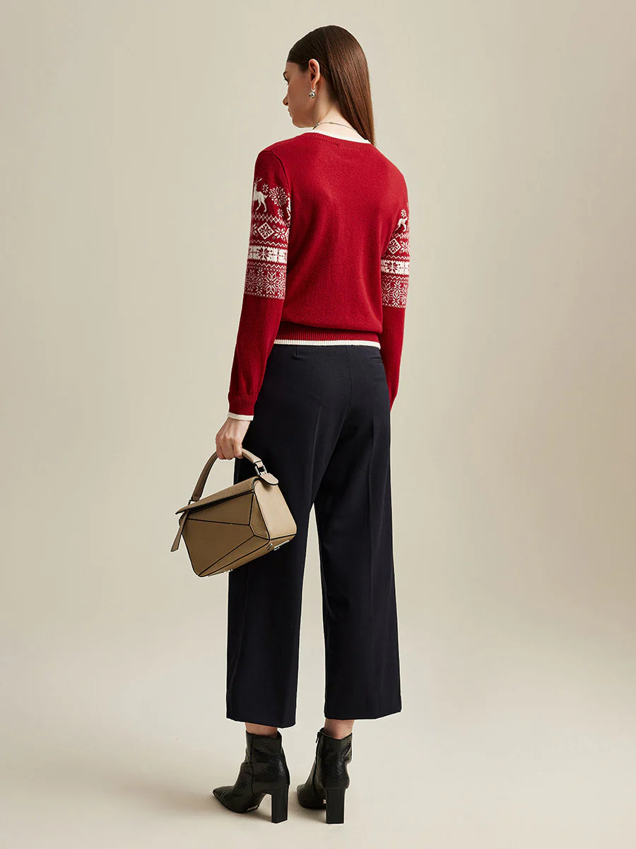 Women's Nordic Reindeer 100% Pure Cashmere Knit Sweater