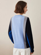 Women's Crew Neck 100% Pure Cashmere Fish Scale Inlay Sweater