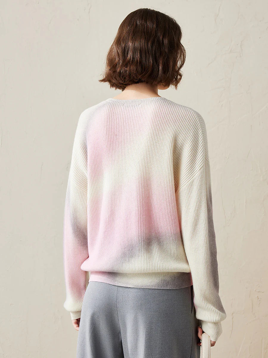100% Cashmere Women's Gradient Knit Sweater — Soft, Cozy & Modern Design