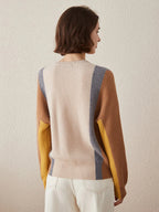 Women's Crew Neck 100% Pure Cashmere Fish Scale Inlay Sweater