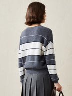 100% Cashmere Women's Striped Crewneck Sweater — Casual, Cozy & Customizable