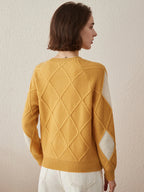 100% Cashmere Women's Sweater — Argyle Intarsia Pattern