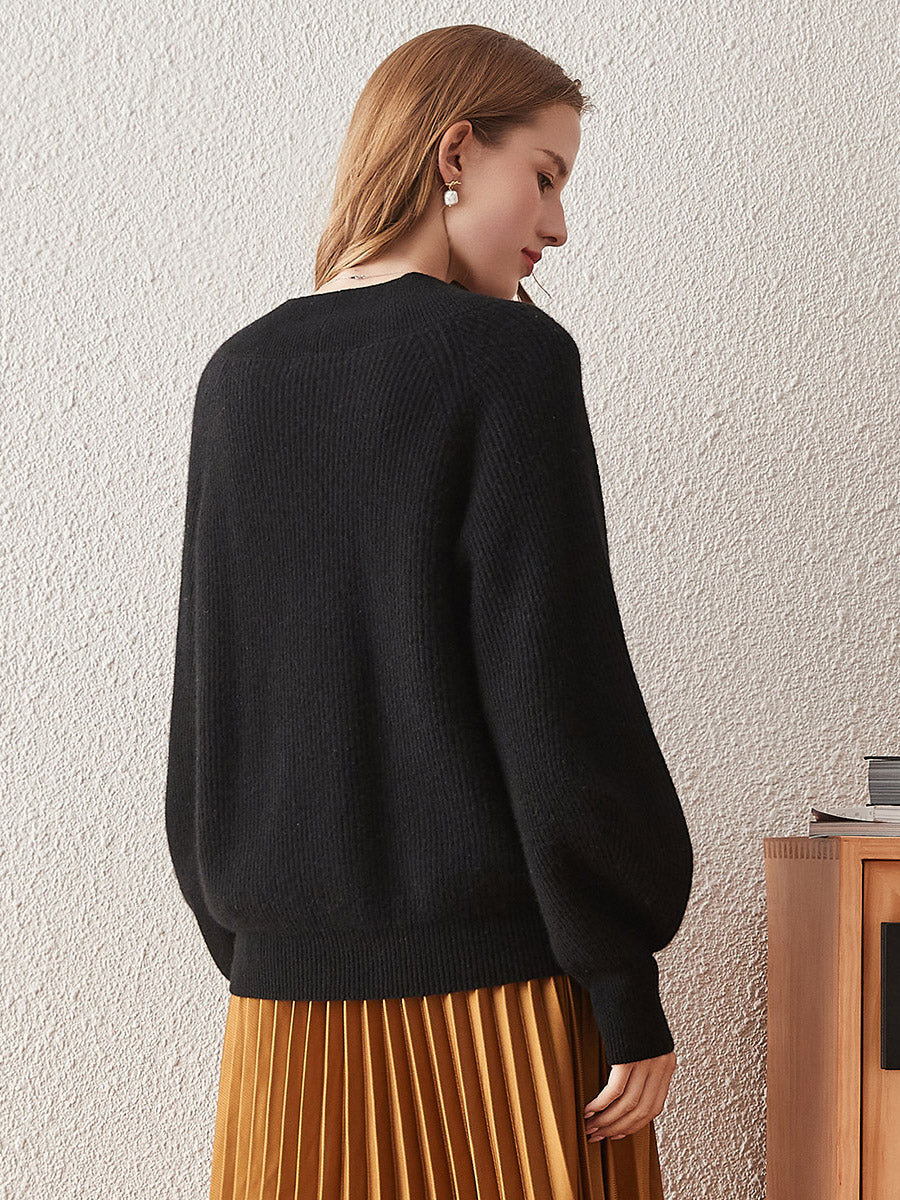 100% Cashmere Women's Rainbow Striped Sweater — Soft & Vibrant Crewneck Style