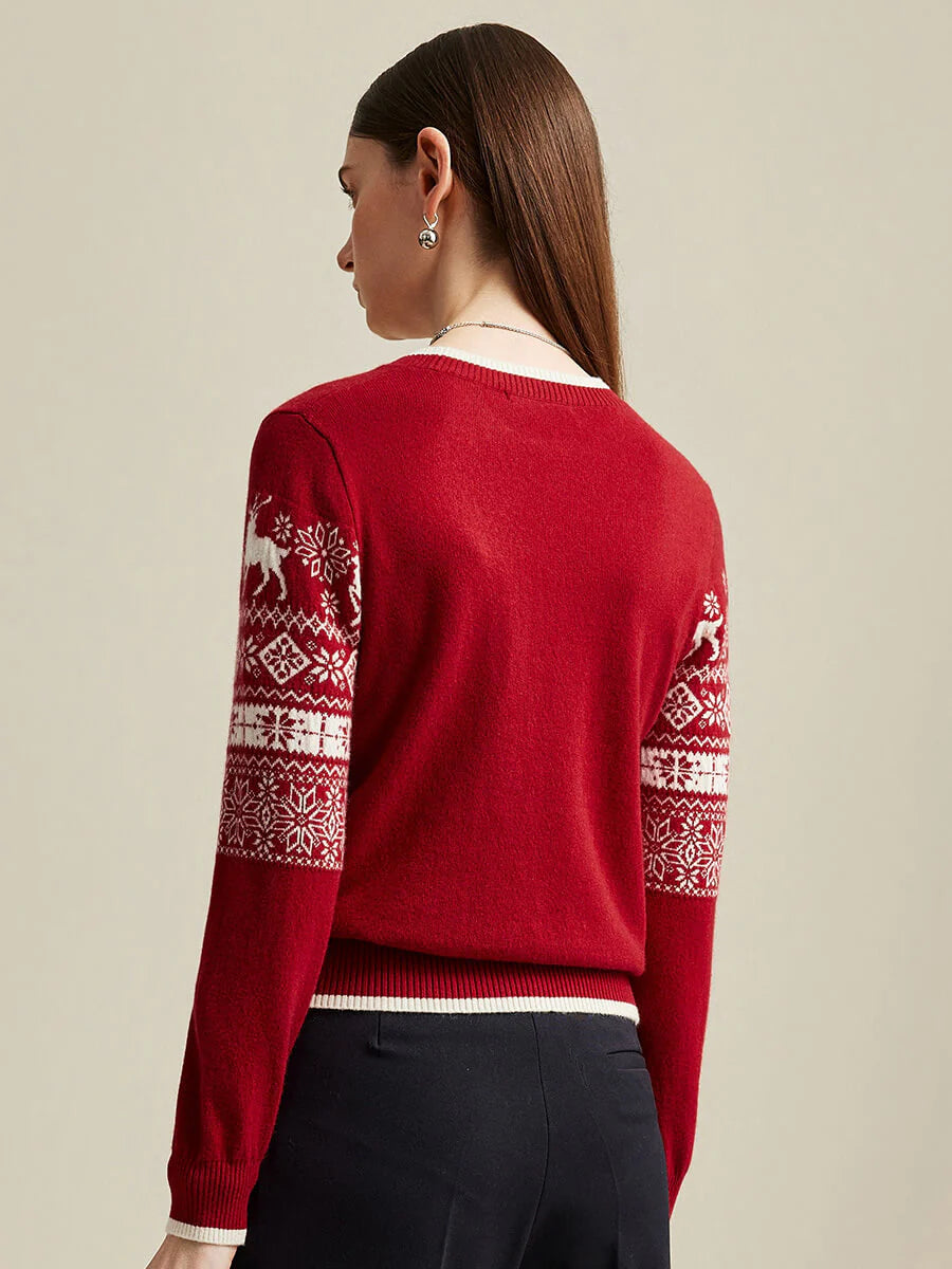 Women's Nordic Reindeer 100% Pure Cashmere Knit Sweater