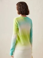 100% Cashmere Gradient Ombre Sweater — Slim Fit, Soft Pastel Fade & Personalized Embroidery