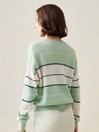 100% Cashmere Women's Striped Crewneck Sweater — Casual, Cozy & Customizable