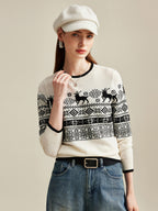 Women's Nordic Reindeer 100% Pure Cashmere Knit Sweater