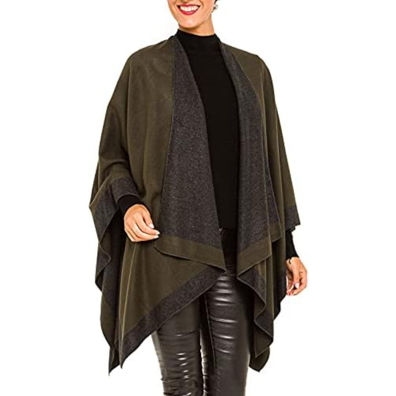 Women's Shawl Wrap Poncho Ruana Cape Cardigan Sweater Open Front for Fall Winter