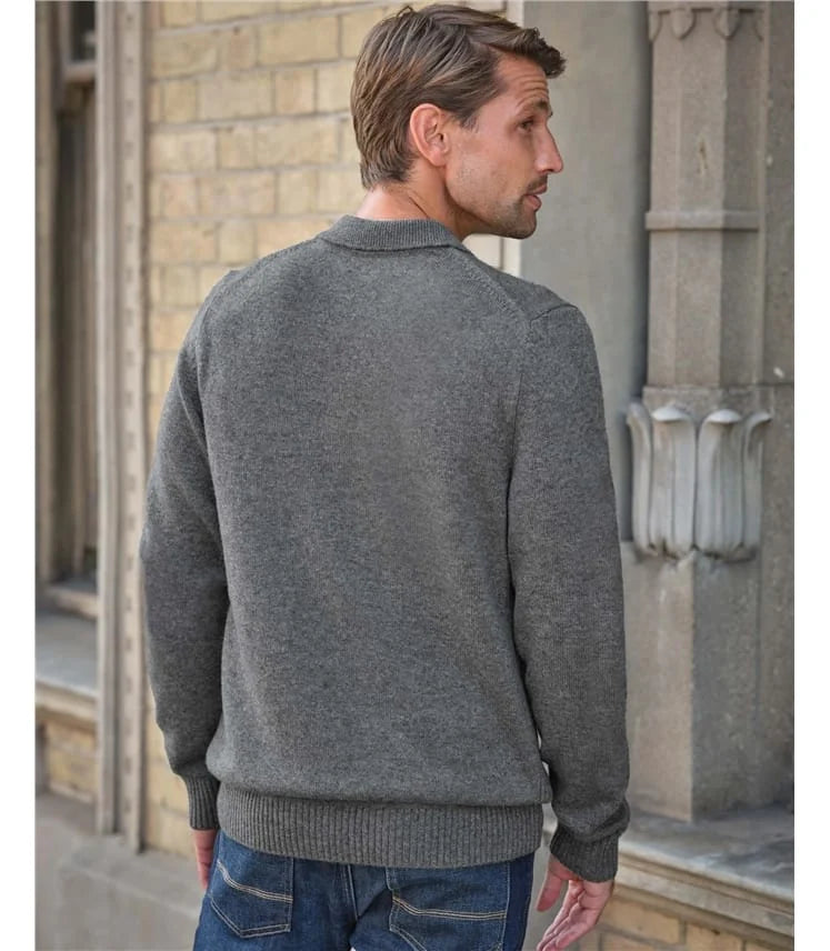 Men's 100% Cashmere Button-Collar Sweater