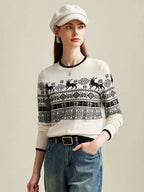 Women's Nordic Reindeer 100% Pure Cashmere Knit Sweater