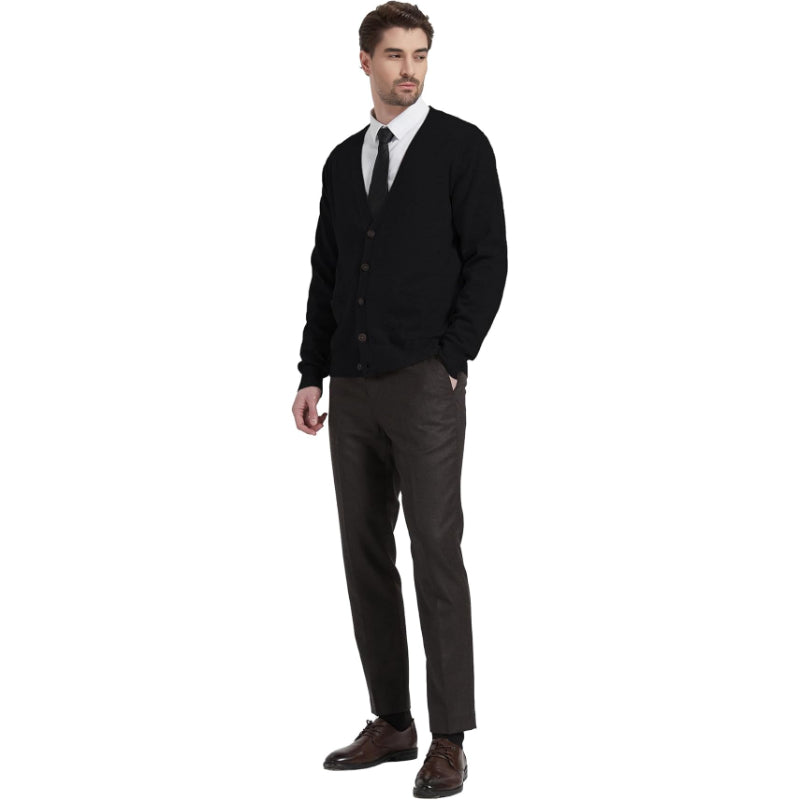 Men's Cardigan Sweater, 100% Cashmere V-Neck Button-Front Cardigan with Pockets