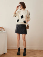 100% Cashmere Women's Sweater — Argyle Intarsia Pattern