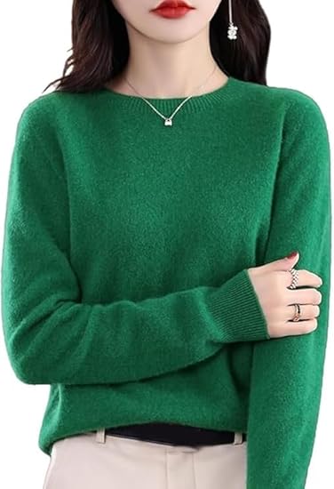 100% Cashmere Crew Neck Long Sleeve Soft Pullover Sweater Women's Cashmere Sweater