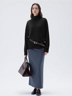 Women’s 100% Cashmere Oversized Turtleneck Sweater – Chunky Knit Pullover Jumper