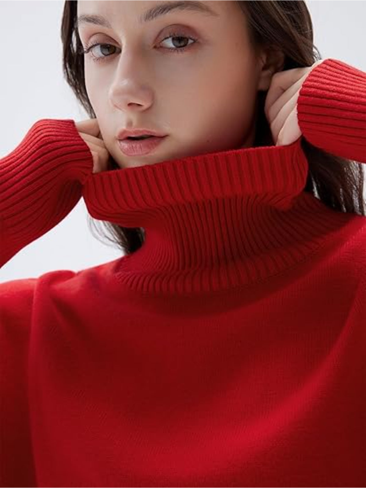Women’s 100% Cashmere Oversized Turtleneck Sweater – Chunky Knit Pullover Jumper